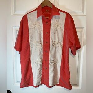 Tropical Coral and Cream Men's Casual Shirt